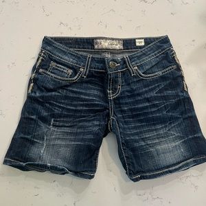 Buckle BKE Dark blue wash denim shorts